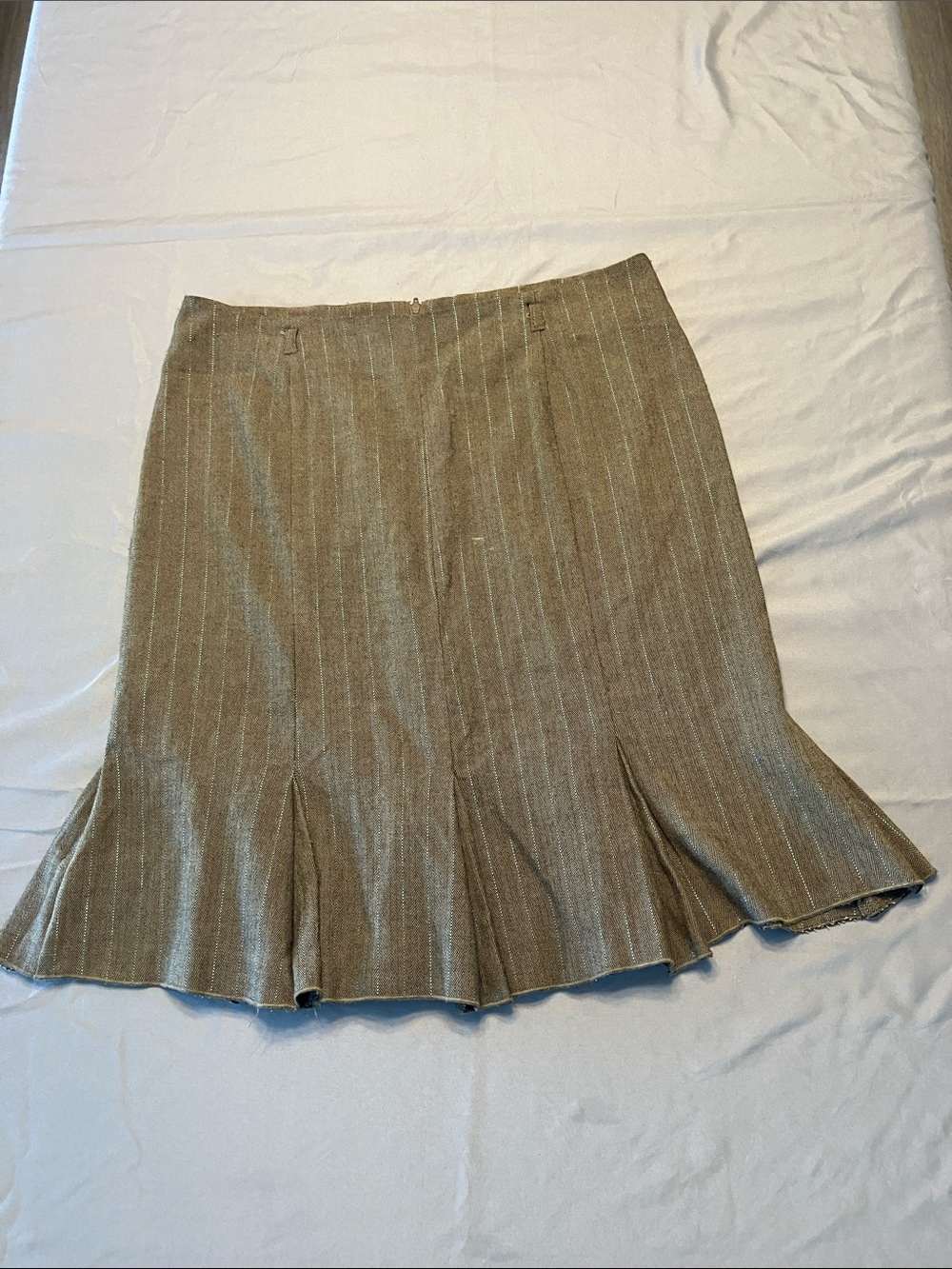 Heart Soul Taupe Pinstripe A-Line Skirt with Flared Hem